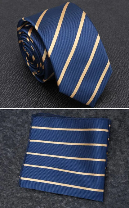 XGVOKH Men Tie Cravat Set Fashion Wedding Ties for Men Hanky Necktie Dot Striped Gravata Jacquard Tie Social Party Accessories
