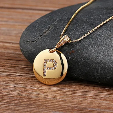 Nidin Women Girls Initial Letter Necklace 26 A-Z Charm Neck Pendants Copper CZ Jewelry Personal