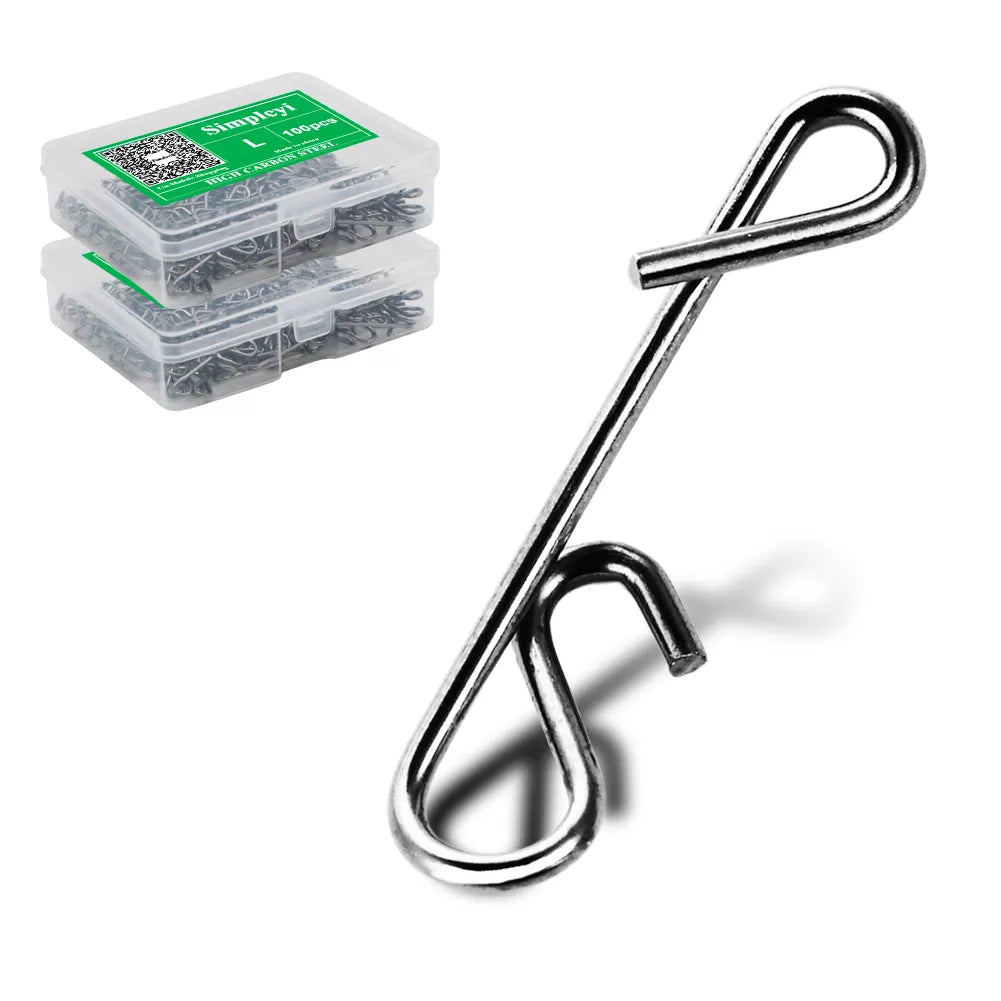 50pcs/Box Fishing Line Wire Connector Braid Knotless Connectors Fishing Barrel Swivel Accessory Fish Tackle Hook Lure Pin Tool