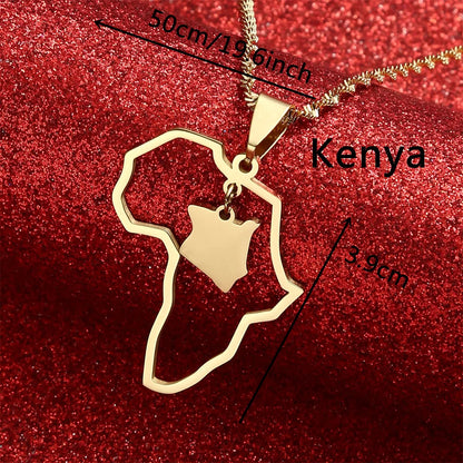 Africa Map Pendant Necklaces Heart African of Maps Jewelry Charms Gold Color Heart Map