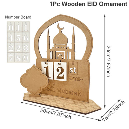 Ramadan Countdown Calendar Eid Mubarak Wooden Ornament 2024 Ramadan Decoration for Home Islam Muslim Party Decor Ramadan Kareem