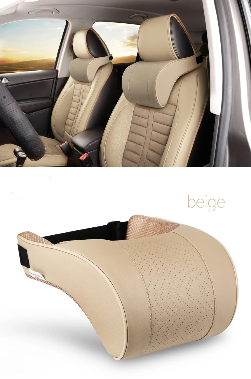 PU Leather Auto Car Neck Pillow Memory Foam Pillows Neck Rest Seat Headrest Cushion Pad Automobiles Accessories