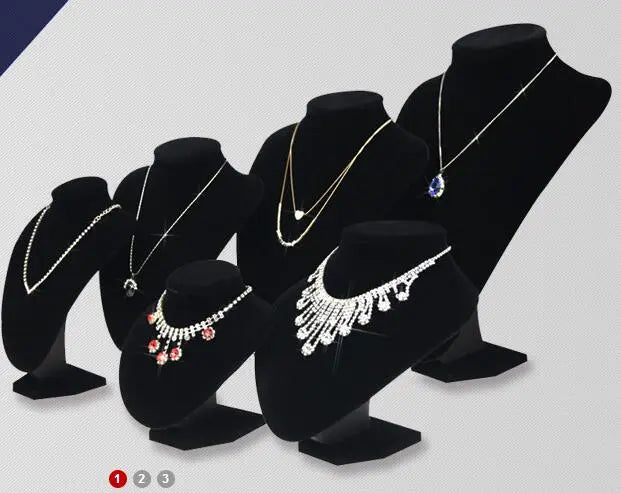 Model Bust Show Exhibitor 6 Options Black Velvet Jewelry Display Necklace Pendants Mannequin Jewelry Stand Organizer