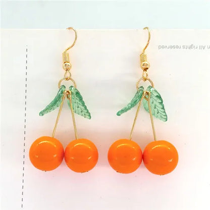 Korean Sweet Youth Girl Student Fruit Cherry Earrings Fresh Simple Cute Women Earrings Ear Clips Banquet Accessories