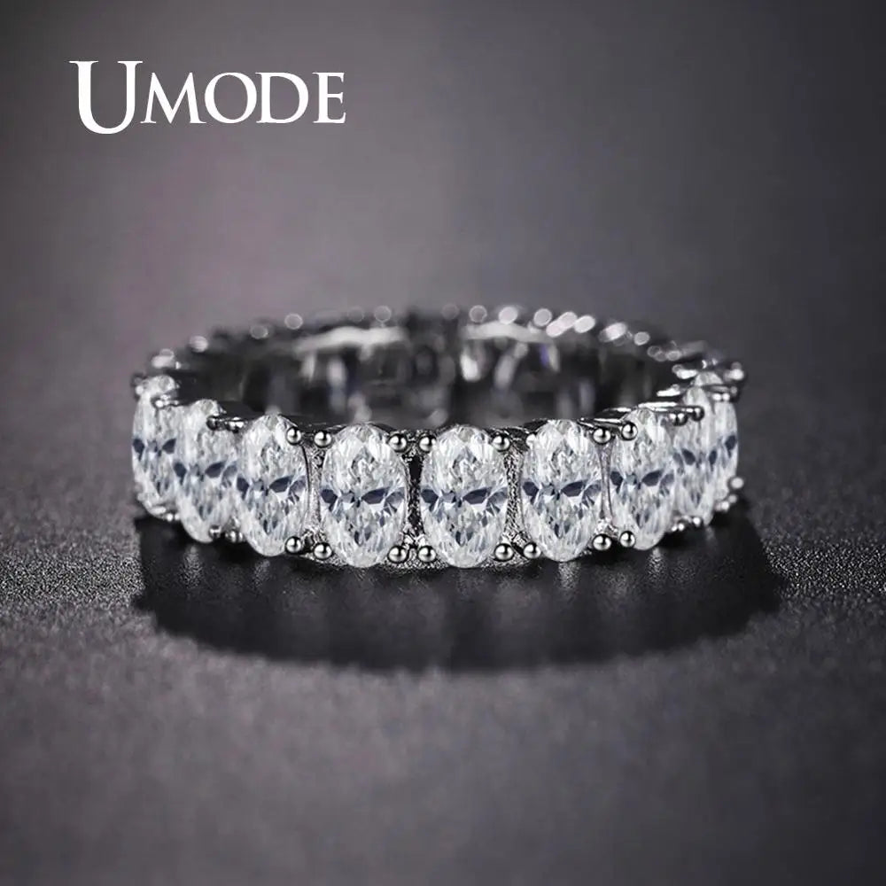 UMODE Eternity Rings for Women Luxury Wedding Bands Cubic Zirconia Femme Girls Couples Jewelry UR0580A