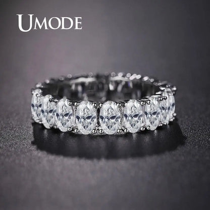UMODE Eternity Rings for Women Luxury Wedding Bands Cubic Zirconia Femme Girls Couples Jewelry UR0580A