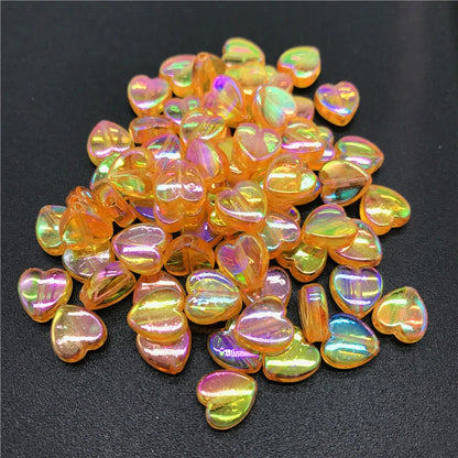 100pcs 8mm Acrylic Spacer Beads Heart-Shaped Charm Transparent Rainbow Color Beads for Jewelry Making DIY Jewelry Accessories