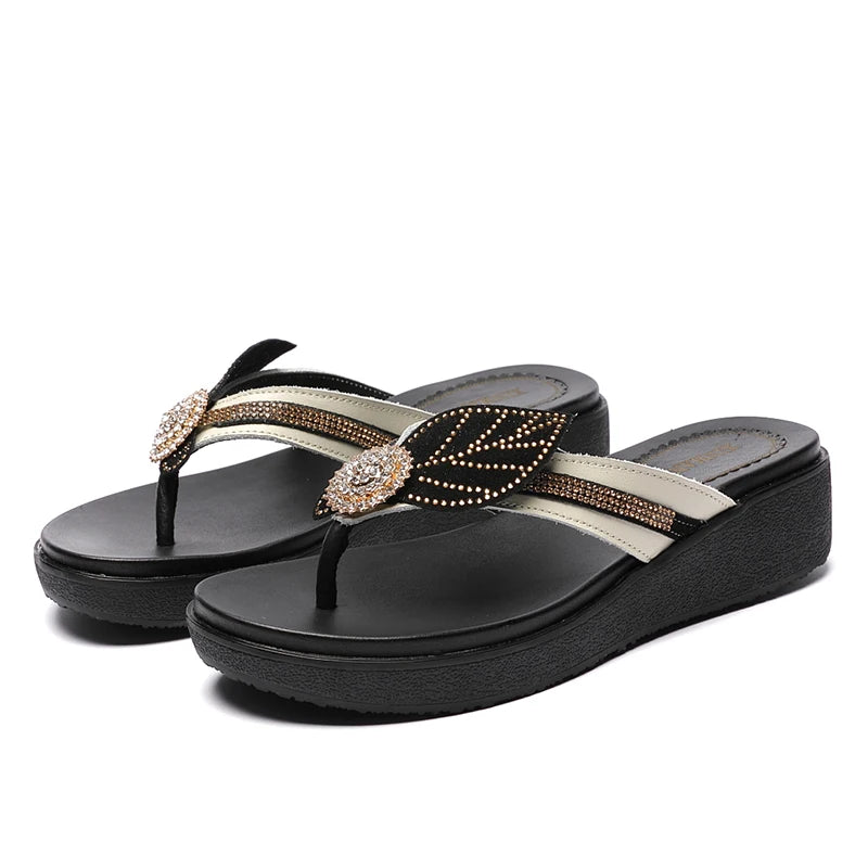 GKTINOO 2023 Summer Platform Flip Flops Fashion Beach Shoes Woman Anti-Slip Leather Sandals Women Slippers Shoe