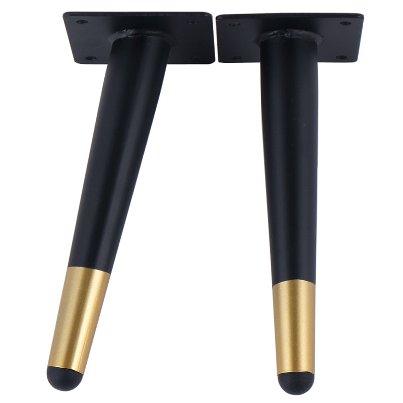 4Pcs Furniture Table Legs Black Gold Metal Tapered Feet for Sofa Cupboard Wardrobe TV Cabinet Chair 10-45cm With Mounting Screws