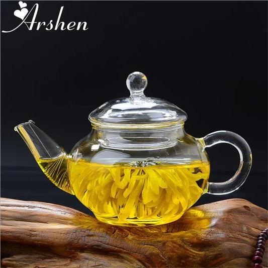 Arshen Newest 250ml Filterable Heat-Resistant Glass Teapot Double Wall or With S