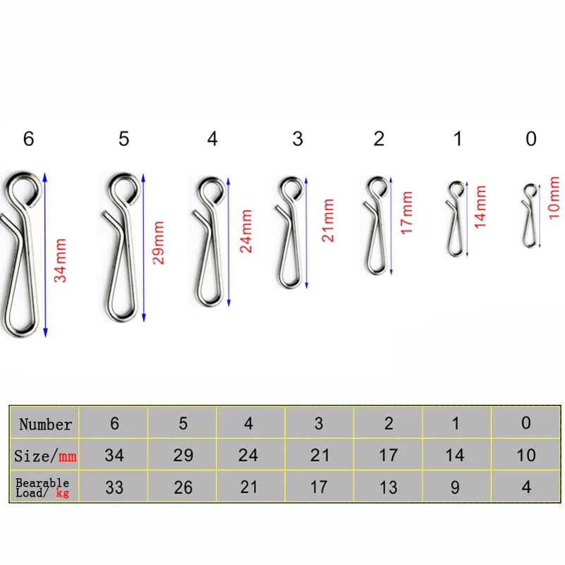 50pcs/Box Bearing Lock Rolling Swivel Pin Solid Ring Snap Barrel Tackle Tool Connector Fishing Lure Line Accessories Tackle