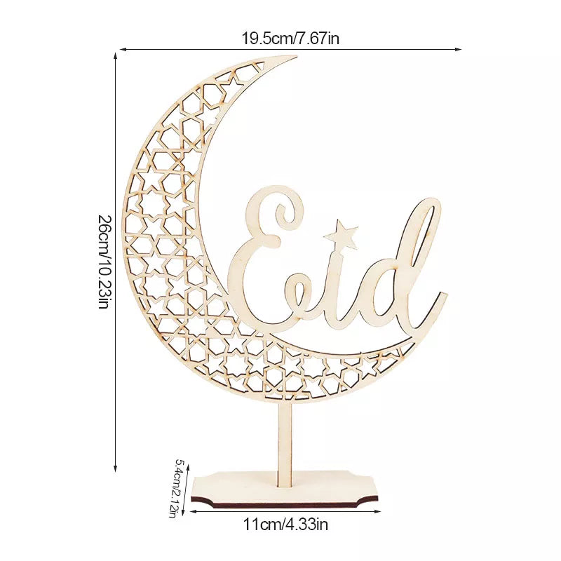 Wooden EID Mubarak Decoration Ramadan Mubarak Ornaments Islamic Muslim Pendant Eid Al Adha Party Supplies Ramadan Kareem