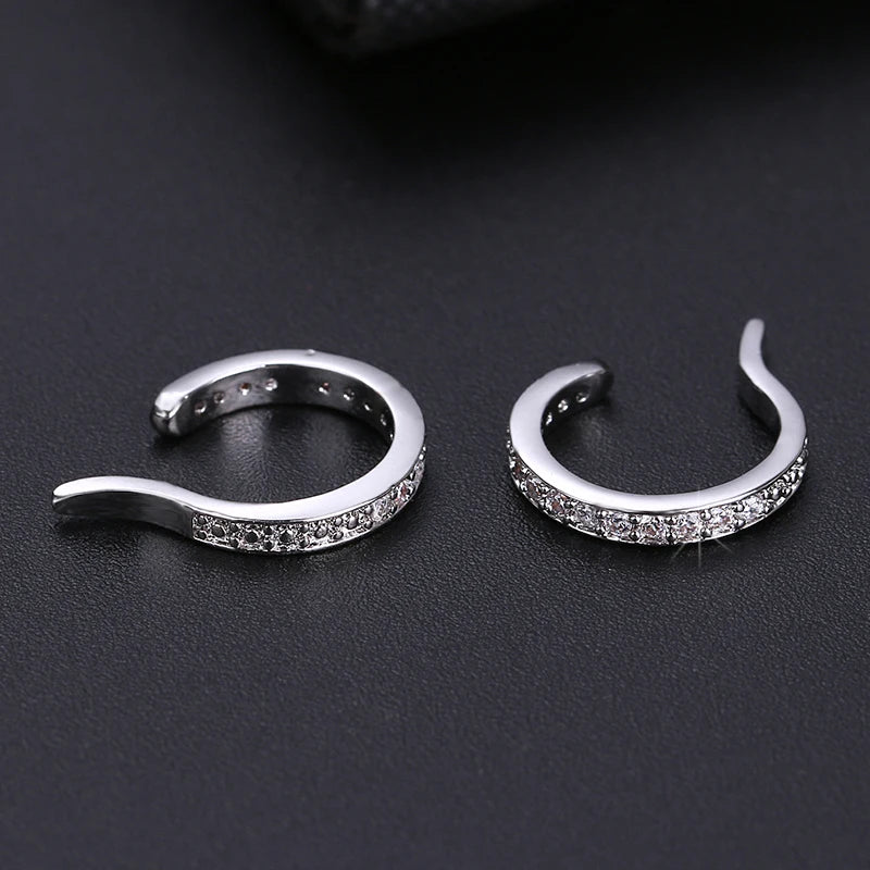 Fashion Drop Water Clip Earrings Jewelry Zirconia Crystal Jackets Jewelry Cuff Earrings for Women Boucle d'Oreille Aros AE230