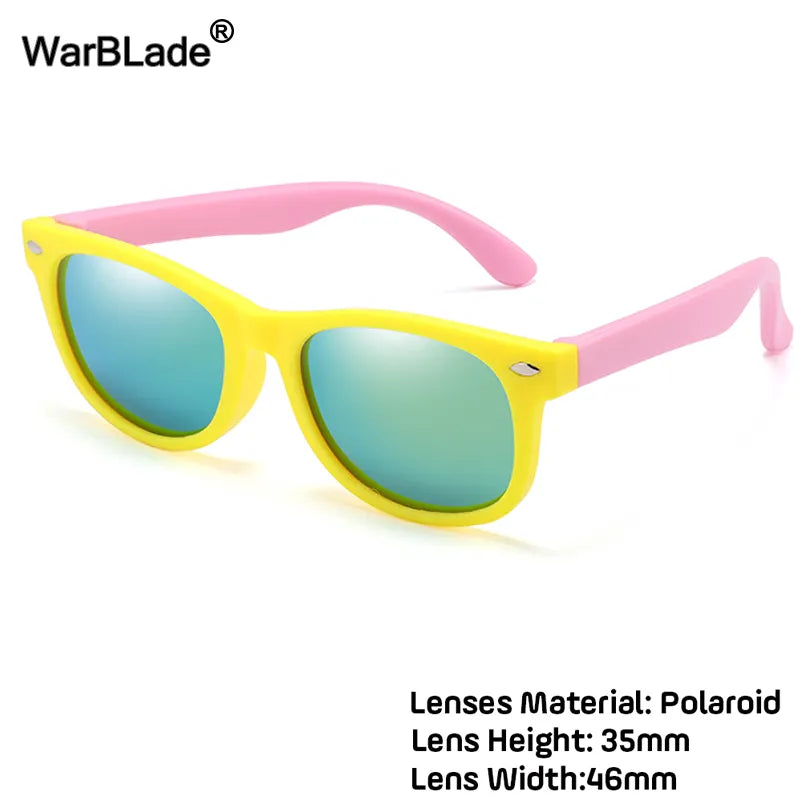 WarBlade Fashion Kids Sunglasses Children Polarized Sun Glasses Boys Girls Glasses Silicone Safety Baby Shades UV400 Eyewear