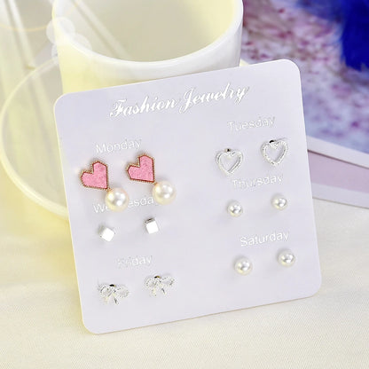 Crystal Simulated Pearl Earrings Set Women Jewelry Accessories Piercing Ball Stud Earring Kit Bijouteria Brincos