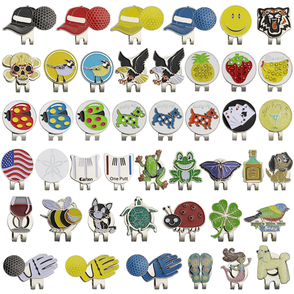 Golf Ball Mark With Golf Hat Clip Magnetic Alloy Birdie One Putt Eagle Tiger Cap Glove Design Golf Marker Men Women Drop Ship