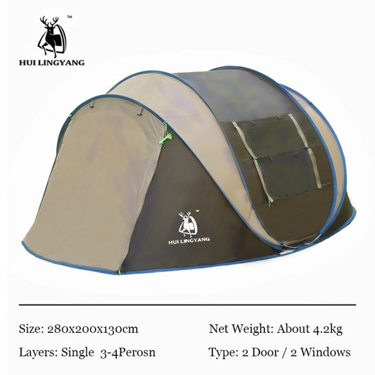HUI LINGYANG Throw Tent Outdoor Automatic Tents Throwing Pop Up Waterproof Camping Hiking Tent Waterproof Large Family Tents