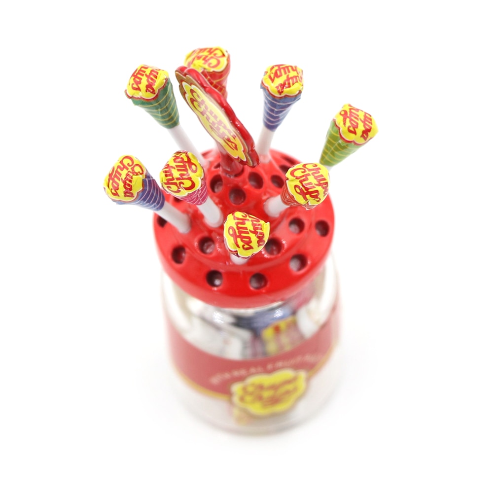 Miniature Food Dessert Sugar Mini Lollipops With Case Holder Candy for Doll House 1/12 Kitchen Furniture Toys Accessories 1:12