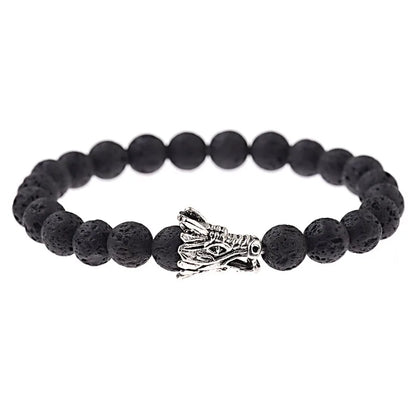 DUOVEI 2 Pcs/Set Natural Stone Beads Men's Dragon Bracelet Set Lava Stone Beaded Bracelets for Women Bileklik Pulseras Hombre