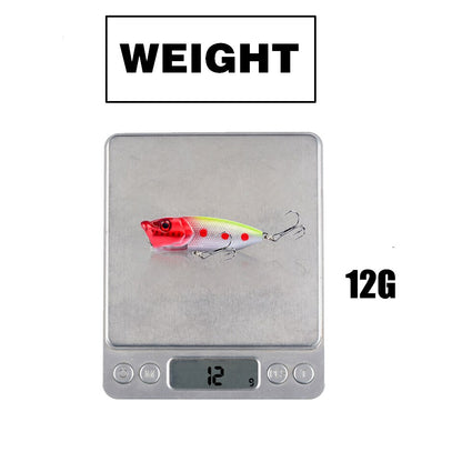 Hot 1pcs Fishing Lures 6.5cm/12g Topwater Popper Bait 5 Color Hard Bait Artificial Wobblers Plastic Fishing Tackle With 6# Hooks