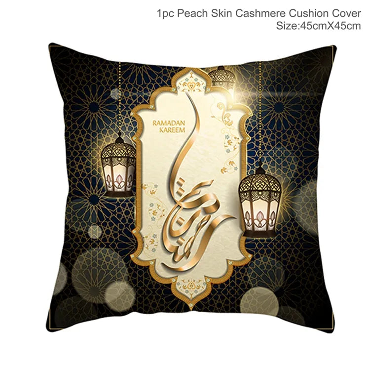 EID Mubarak Cushion Cover Ramadan Decoration for Home Ramadan Kareem Mubarak Muslim Islamic Party Supplies EID Pillowcase
