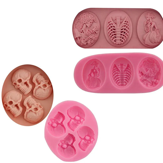 1pcs UV Resin Jewelry Liquid Silicone Mold 3D Skull Punk Resin Charms Pendant Mold for Silicone Resin Mold for Jewelry Making