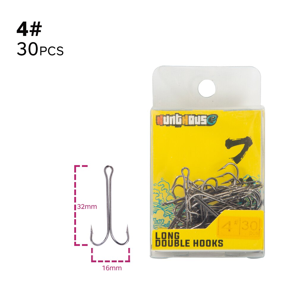 Hunthouse 2020 New Fishing Hooks Double Hook Long High Carbon Steel Fishing Tackle Different Sizes Equiped With Soft Lure