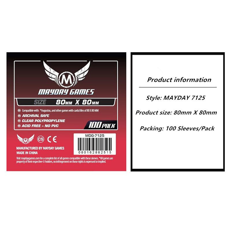 100 Sleeves Board Games MAYDAY Card Game Sleeve Protector Protective Clear Cards Sleeves