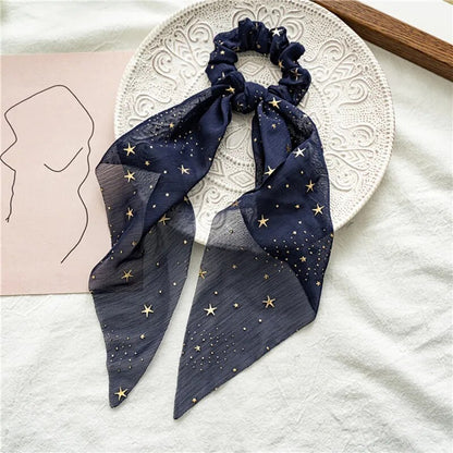 Santa Claus Bows Hair Scrunchies Long Ribbon Ponytail Scarf  Hair Tie Women Girls Elastic Hair Bands Christmas Hair Accessories