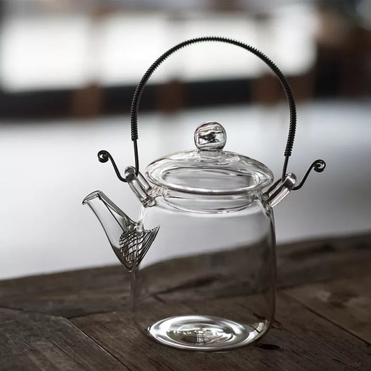 Japanese Handmade Heat Resistant Glass Teapot Household Transparent Beam Teapots
