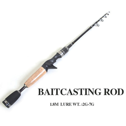Carbon Telescopic UL Fishing Rod Pole 1.8m 2g-7g Ultralight Portable Travel Spinning Casting Rods With Rod Bag for Trout Pike