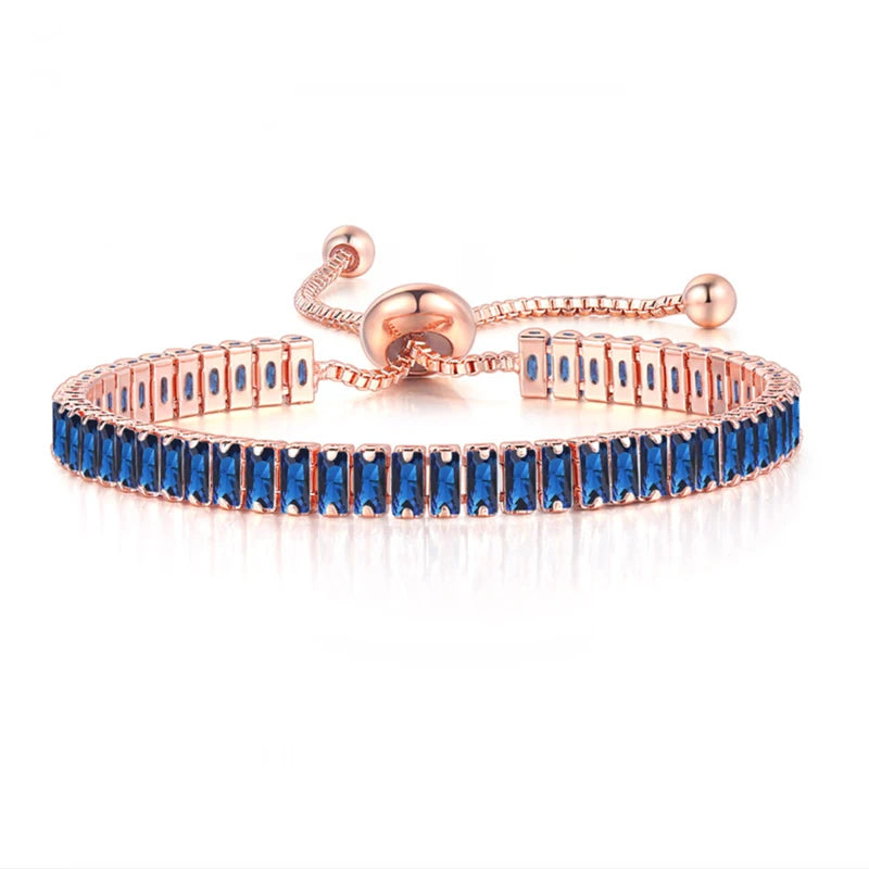 ZHOUYANG Tennis Bracelet for Woman Trendy Simple Adjustable Rose White Gold Color Bracelets Fashion Jewelry DZH009