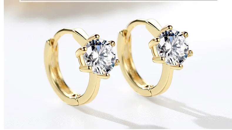 ZHOUYANG Stud Earrings for Women Classic Six Claw Clear AAA+Cubic Zirconia Rose Gold Color Fashion Jewelry for Girls KAE094