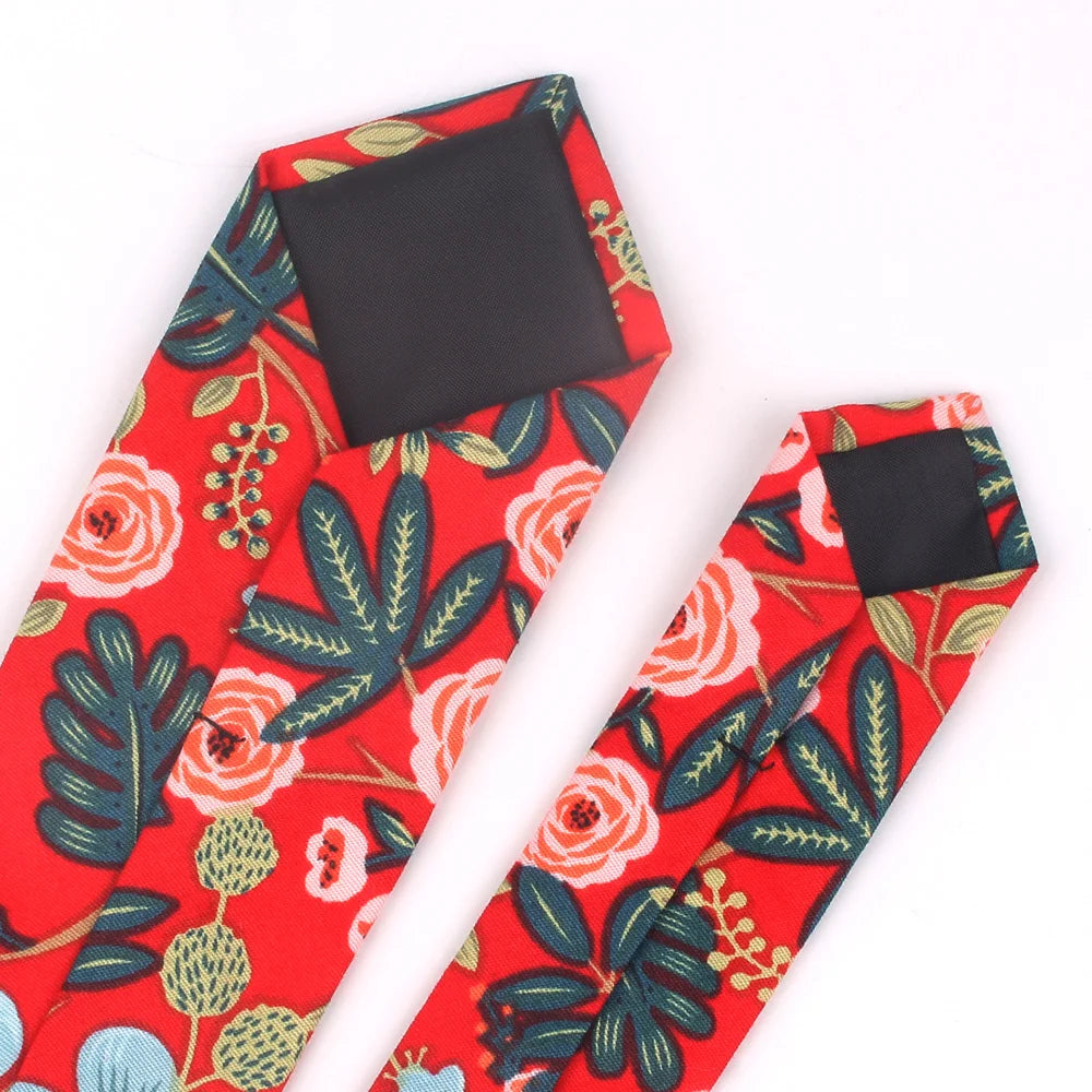 New Floral Tie for Men Women Skinny Cotton Neck Tie for Wedding Casual Mens Neckties Classic Suits Flower Print Neck Ties Cravat