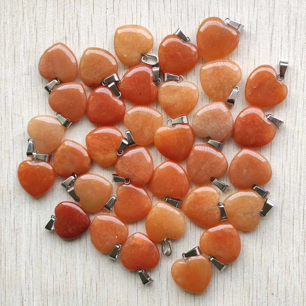 50pcs/Lot 2022 Assorted Heart Natural Stone Charms Pendants for Jewelry Making Good Quality 20mm