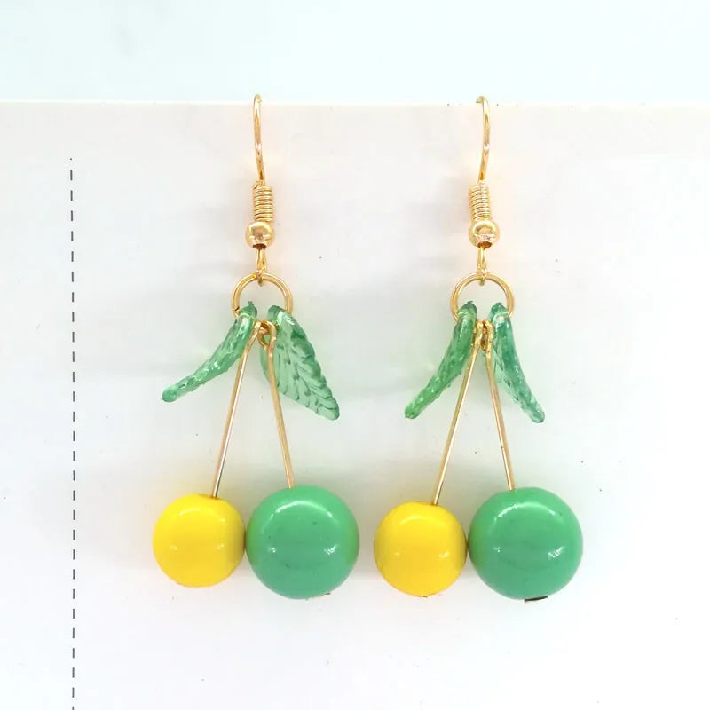 Korean Sweet Youth Girl Student Fruit Cherry Earrings Fresh Simple Cute Women Earrings Ear Clips Banquet Accessories