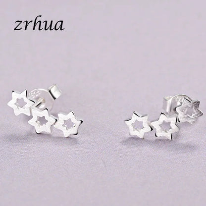 Newest 925 Sterling Silver Needle Women's Jewelry Cute Chic Stud Earrings for School Girls Kids Lady Birthday S925 Stamp