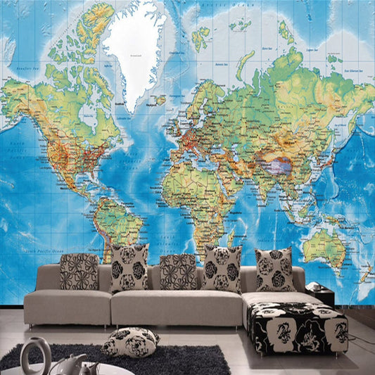 HD World Map Photo Mural Wallpaper Study Kid's Room Living Room Decor Wallpaper Modern Design Non-Woven Wall Papers Papel Tapiz