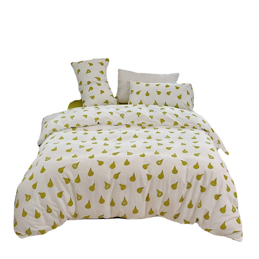 Double Layer Cotton Bedding Set Infant Class Softness Floral Design Duvet Cover Bed Sheet Pillowcases 4 Pieces Bedding Set