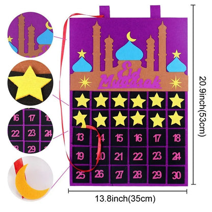 Ramadan Countdown Felt Calendar Eid Mubarak Decorations for Home Islamic Muslim Party Decor Ramadan Kareem Eid Al Adha Kid