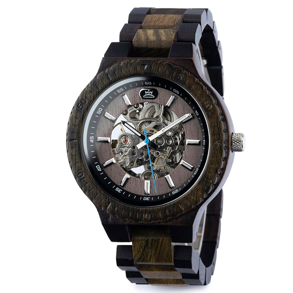 Wooden Automatic Mechanical Watch Men Wristwatch BOBO BIRD Top Luminous Hands Clock Custom Relogio Masculino