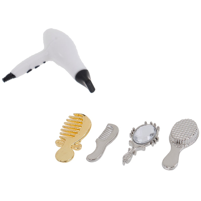Towel Rack Shower Faucet Tissue Toothbrush Toothpaste Cup Baskets Hair Dryer 1/12 DIY Dollhouse Bathroom Furniture Accessories