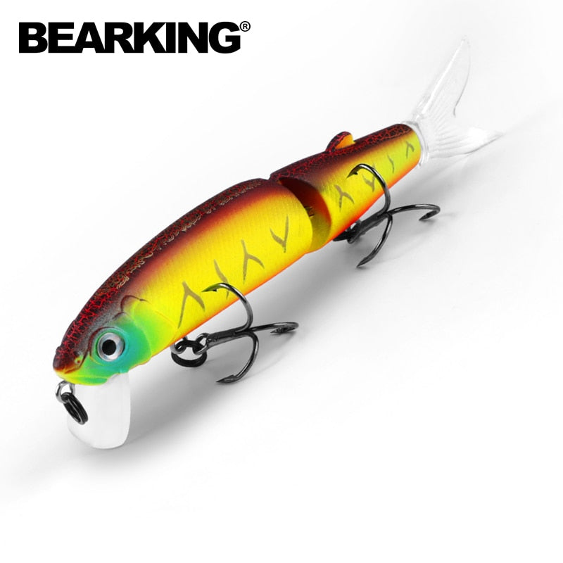 Bearking 11.3cm 13.7g  Hot Fishing Lure Minnow Quality Professional Bait Swim Bait Jointed Bait Equipped Black or White Hook