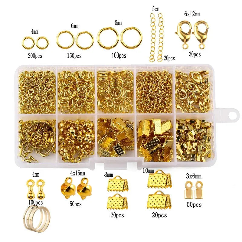 Jewelry Findings Tool Set Open Jump Ring/Lobster Clasp/Tail Chain/Clip Buckle/Drop Kit/Earring Hooks/ for DIY Jewelry Making