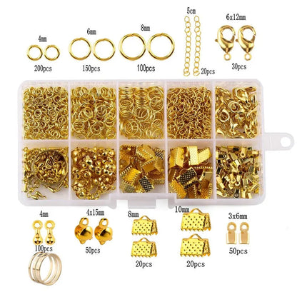 Jewelry Findings Tool Set Open Jump Ring/Lobster Clasp/Tail Chain/Clip Buckle/Drop Kit/Earring Hooks/ for DIY Jewelry Making