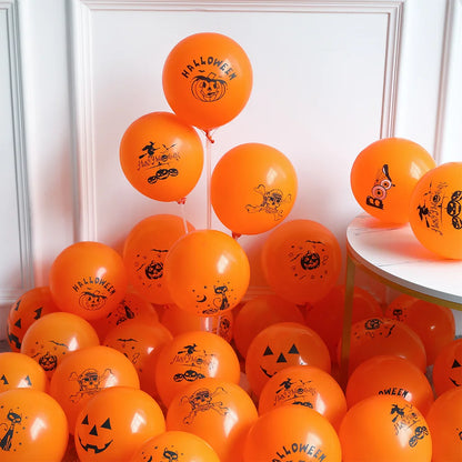 10pcs Halloween Pumpkin Latex Balloons Skeleton Bat Black Cat Ghost Helium Balloon Halloween Party Home Decoration Kids Toys