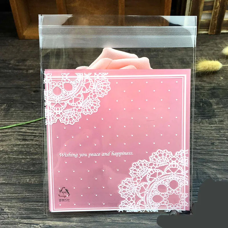 100PCS OPP Plastic Package Lovely Bowknot Design for Bracelets Earrings Necklace Rings DIY Jewelry Making 7 X 7cm