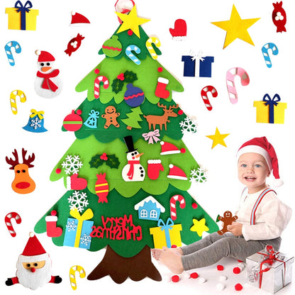 DIY Felt Christmas Tree Christmas Decoration for Home Navidad 2022 New Year Christmas Ornaments Santa Claus Xmas Kids