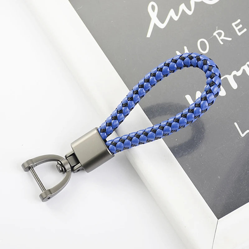 High-Grade Keychain for Men Women Rotatable Key Chain Luxury Hand Woven Leather Horseshoe Buckle Car Key Ring Holder Accessories