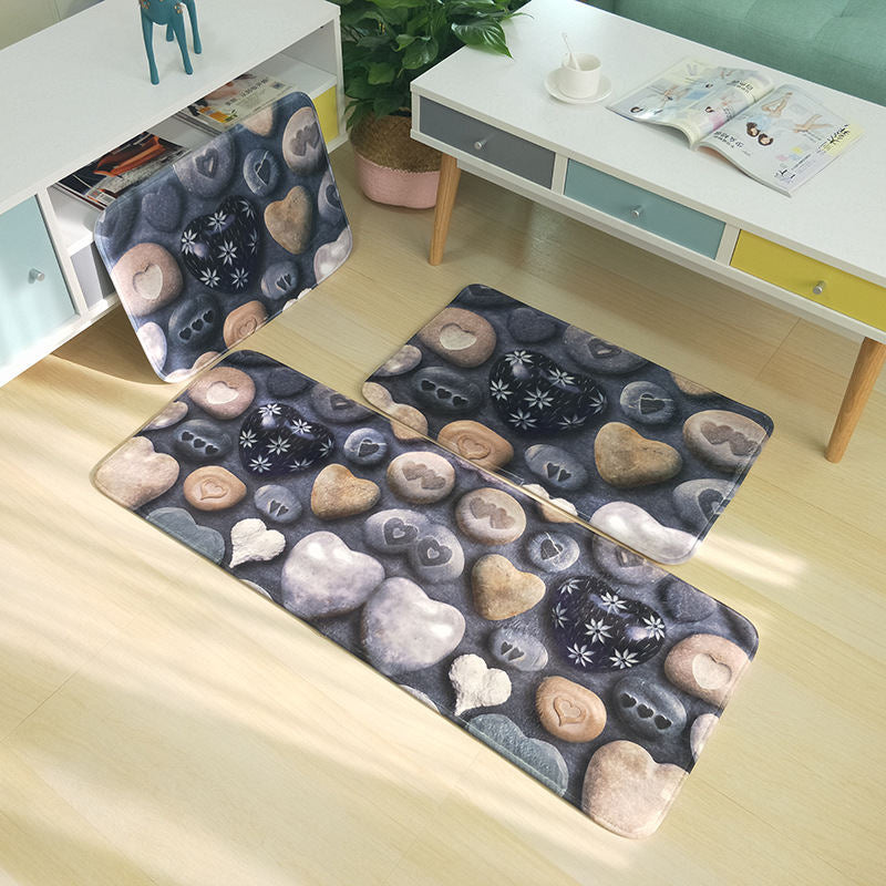 Colorful Stones Bath Mat Set Thicken Flannel Bathroom Carpets Toilet Rugs WC Room Floor Pads Tapis Salle De Bain 45*75 45*120cm